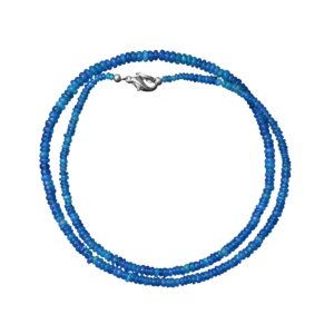 A&M Smooth Opal Rondelle Beaded Necklaces, Blue Opal Bead Jewelry, Handmade Gift Idea, 925 Silver Necklace, Statement Necklace Jewelry, Blue Opal Women Necklace