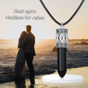 TIGER RIDER Black Onyx Cremation Jewelry for Ashes Sterling Silver Bullet Urn Necklace for Ashes Memorial Urns Ashes Necklace Keepsake for Men Women