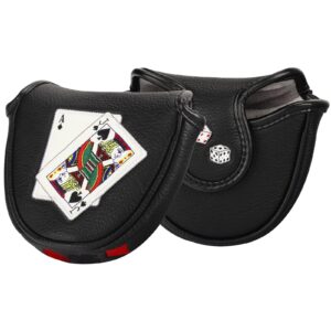 Craftsman Golf Magnetic Closure Poker Blackjack Ace Jack of Spades Black Mallet Putter Cover Headcover for Scotty Cameron 2022 Phantom X5 Etc.