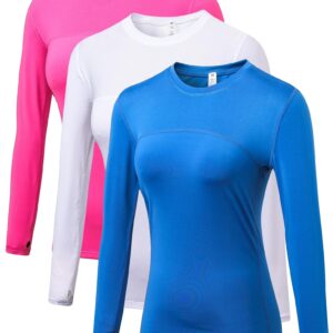 Women's Sun Protection Compression Shirts UPF 50+ Long Sleeve Workout T-Shirts Rash Guard Athletic Tops