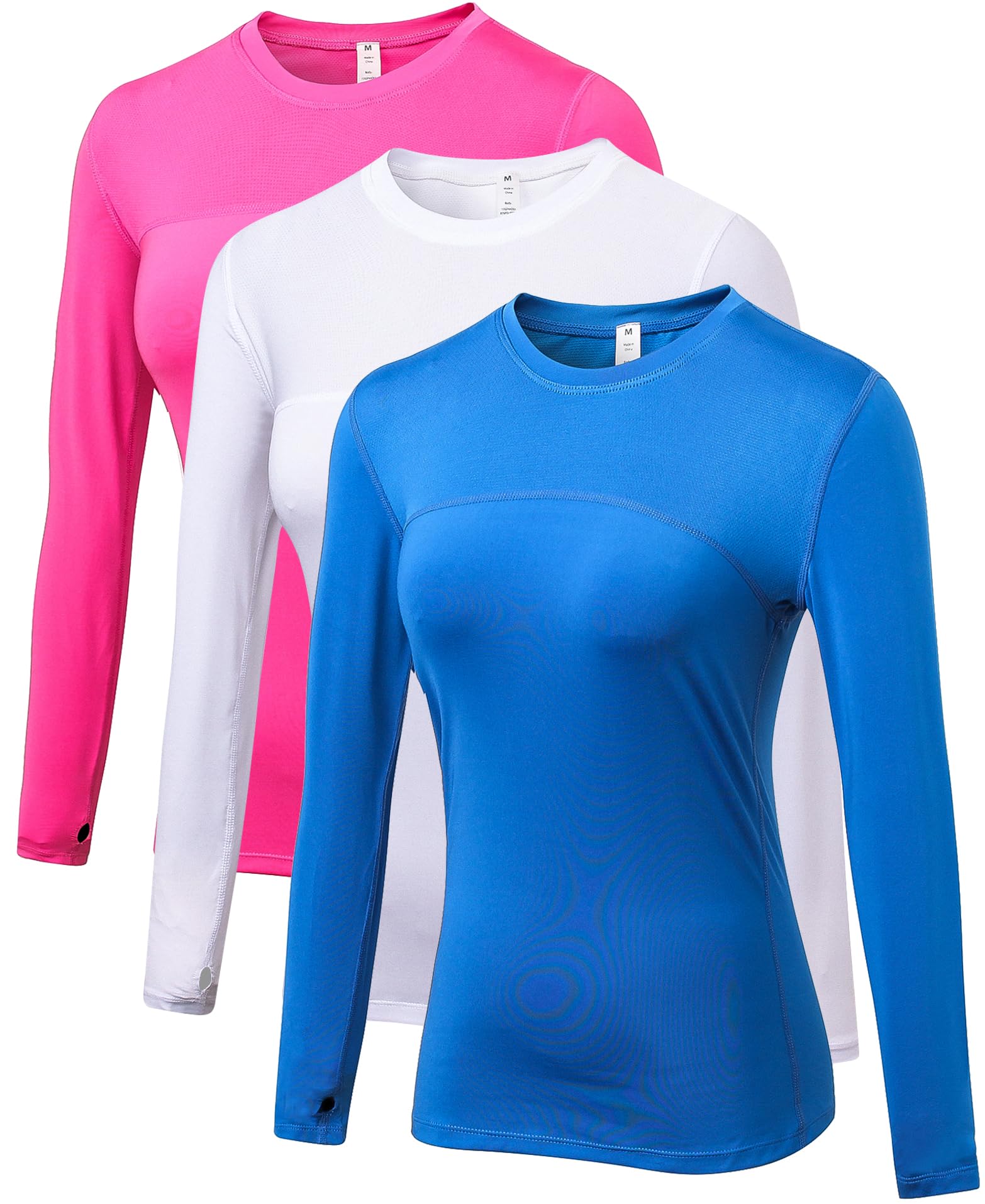 Women's Sun Protection Compression Shirts UPF 50+ Long Sleeve Workout T-Shirts Rash Guard Athletic Tops