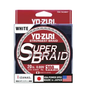 yo-zuri yz-sb-20lb-wh-300yd: super braid white 20lb 300yd, white