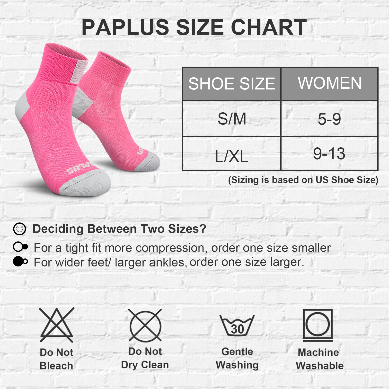 PAPLUS Ankle Compression Socks for Women 6 Pairs, Running Athletic Socks with Arch Support，Plantar Fasciitis Socks