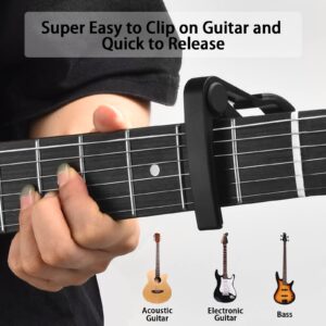 Guitar Tuner, Guitar Accessories with Guitar Picks, Guitar Capo, Capo for Acoustic Guitar, Bass, Buzzing-Free, Quick Release, Guitar Tuner Clip on for Guitar, Violin, Bass, Ukulele Chromatic