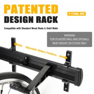 CyclingDeal Bike Wall Mount Rack - Adjustable Indoor Outdoor Storage Vertical Cycling Hook Hanger Organiser - Safe & Secure for Storing MTB Road Bicycles in Garage or Home - Upgraded 6 Bikes