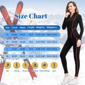 Tesuwel Ski Base Layer Women Cold Weather Long Sleeve Thermal Shirt Women Snowboard Underlayer for Hiking Running Thermal Underwear Top Women Half Zip Athletic Shirts Moisture Wicking 02513 Orange L