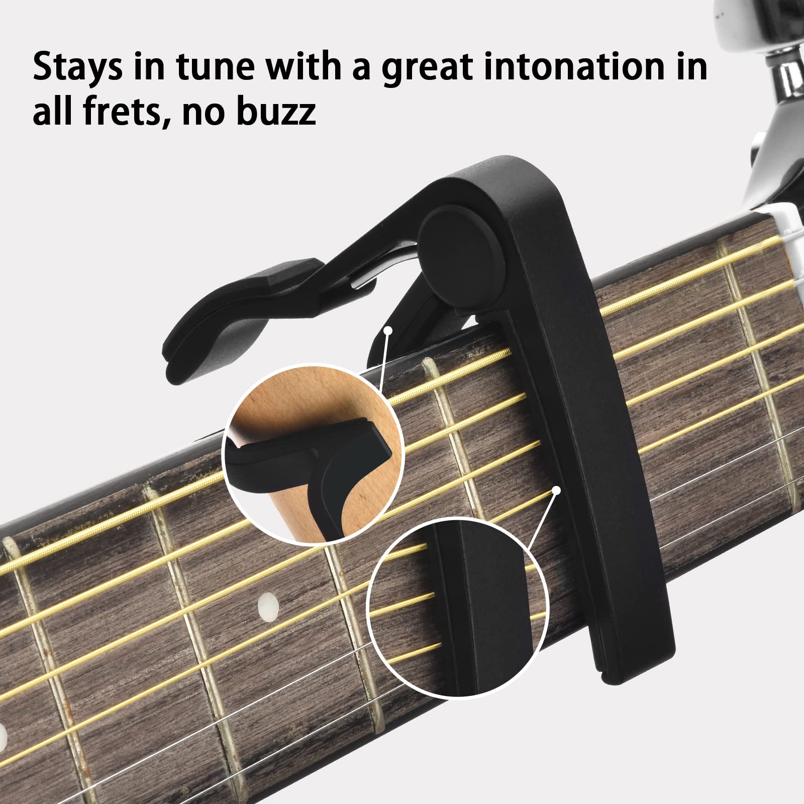 Guitar Tuner, Guitar Accessories with Guitar Picks, Guitar Capo, Capo for Acoustic Guitar, Bass, Buzzing-Free, Quick Release, Guitar Tuner Clip on for Guitar, Violin, Bass, Ukulele Chromatic