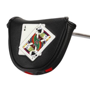 craftsman golf magnetic closure poker blackjack ace jack of spades black mallet putter cover headcover for scotty cameron 2022 phantom x5 etc.