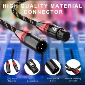 XLR Cable, Microphone Cables 25ft 6 Pack, BEZOKABLE Braided XLR Male to Female 3 Pin Colorful Connector Compatible with Microphones, Mixer, Speaker Systems and More