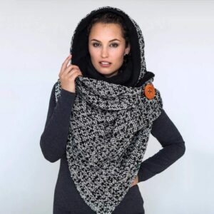 Fashion Casual Scarf Printing Winter Soft Warm Casual Bib Shawls Wrap Scarves Women Button Fashion (Black, One Size)