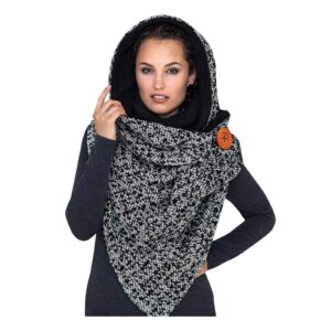 fashion casual scarf printing winter soft warm casual bib shawls wrap scarves women button fashion (black, one size)