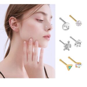 Kvficaz 20 pieces female nose ring nose stud 316 stainless steel nose jewelry beautiful fashion cool female male jewelry