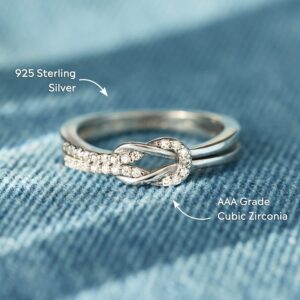 Story Jewellery Promise Rings for Women, Sterling Silver Cubic Zirconia Infinity Knot Wedding Engagement Statement Rings, Birthday Christmas Valentine’s Day Gifts for Women (US Size 07)