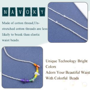 Navoky Stone Beads Waist Chain Non-Elastic Belly Chains African Colorful Bead Body Chain Summer Beach Bikini Accessories Jewelry for Women and Girls (#13)