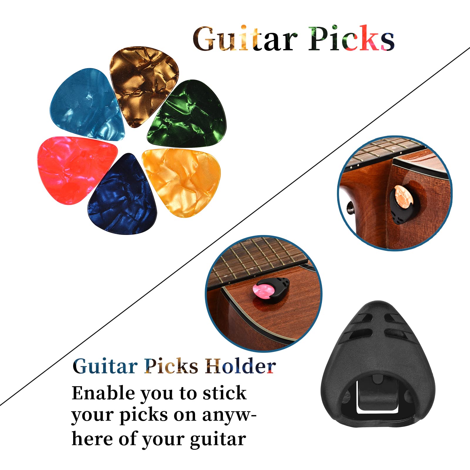 Guitar Tuner, Guitar Accessories with Guitar Picks, Guitar Capo, Capo for Acoustic Guitar, Bass, Buzzing-Free, Quick Release, Guitar Tuner Clip on for Guitar, Violin, Bass, Ukulele Chromatic