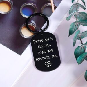 Drive Safe Keychain for Boyfriend Gifts from Girlfriend Anniversary for Husband Christmas Gifts for Boyfriend Birthday Gift Stocking Stuffers for Men Valentines Day Gifts for Him Love Gifts from Wife