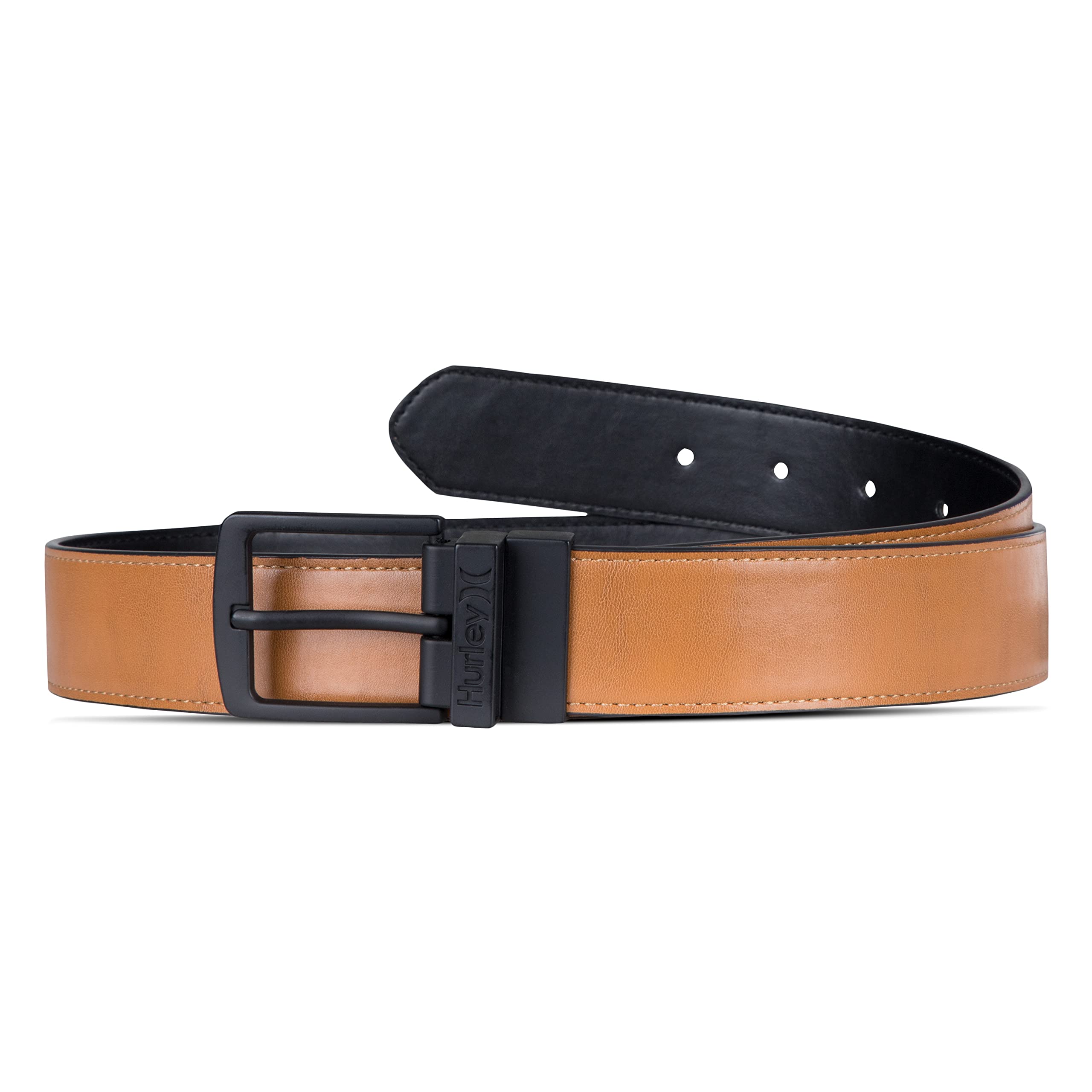 Hurley Men's Reversible Leather Belts, Tan, M