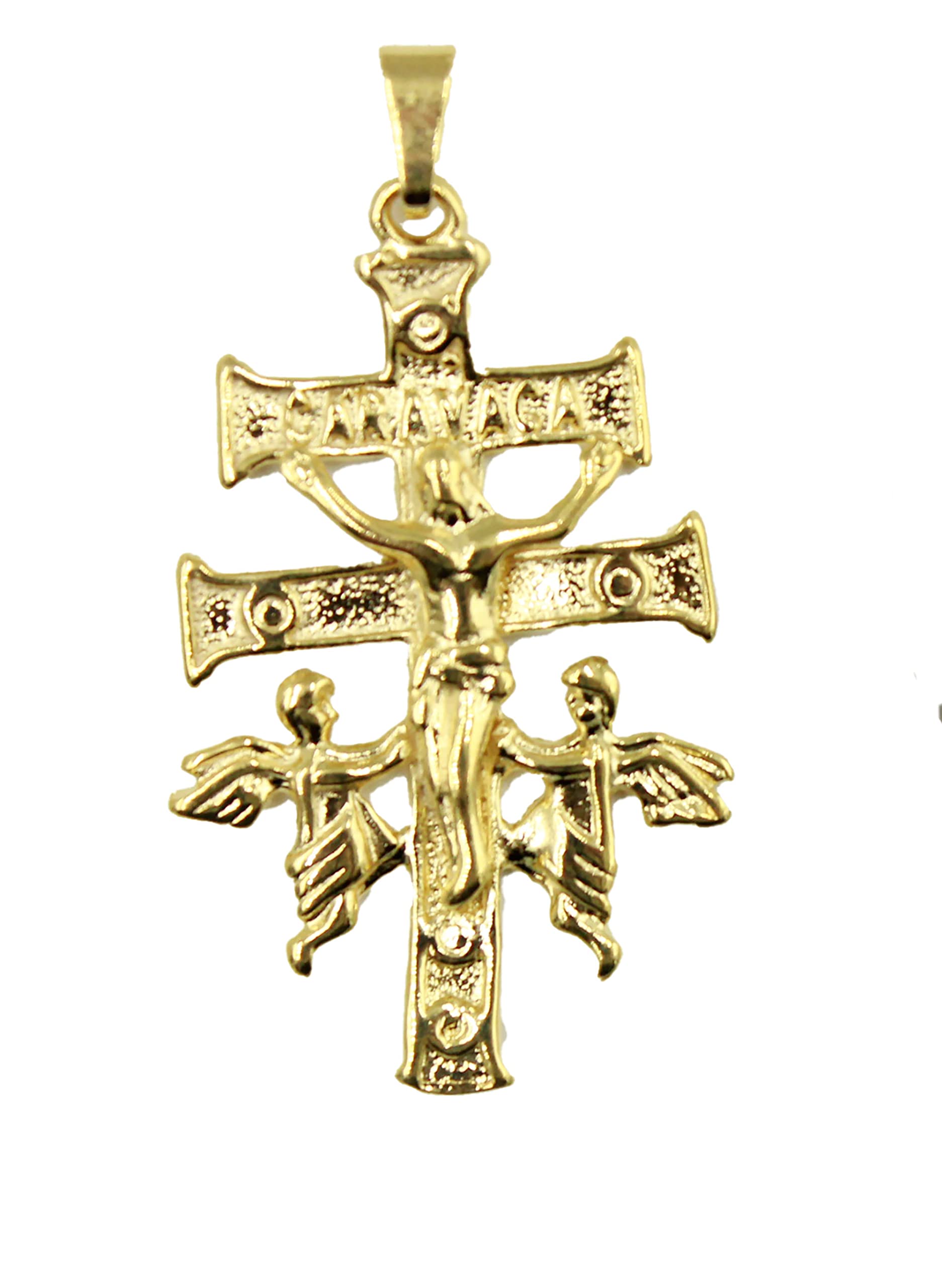 Cruz De Caravaca Cross 18k Gold Plated Pendant with 22 inch Chain