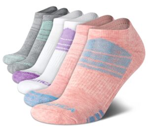 nautica women's socks - athletic cushion low cut socks (6 pack), size 4-10, pink assorted