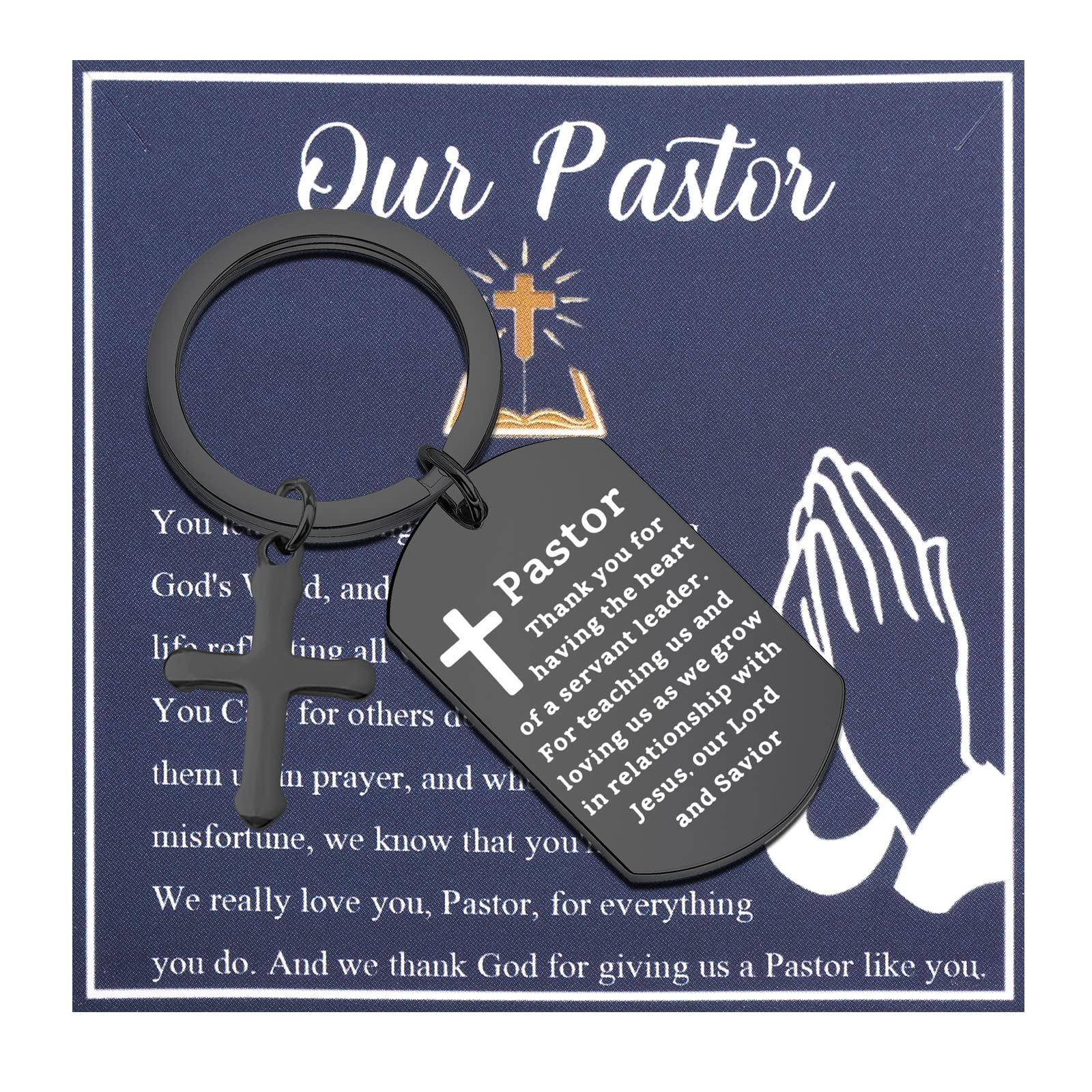 FEELMEM Pastor Appreciation Gift Religious Jewelry Pastor Thank You Keychain Church Gift Christian Preacher Gift Church Minister Gift (Pastor-ky)