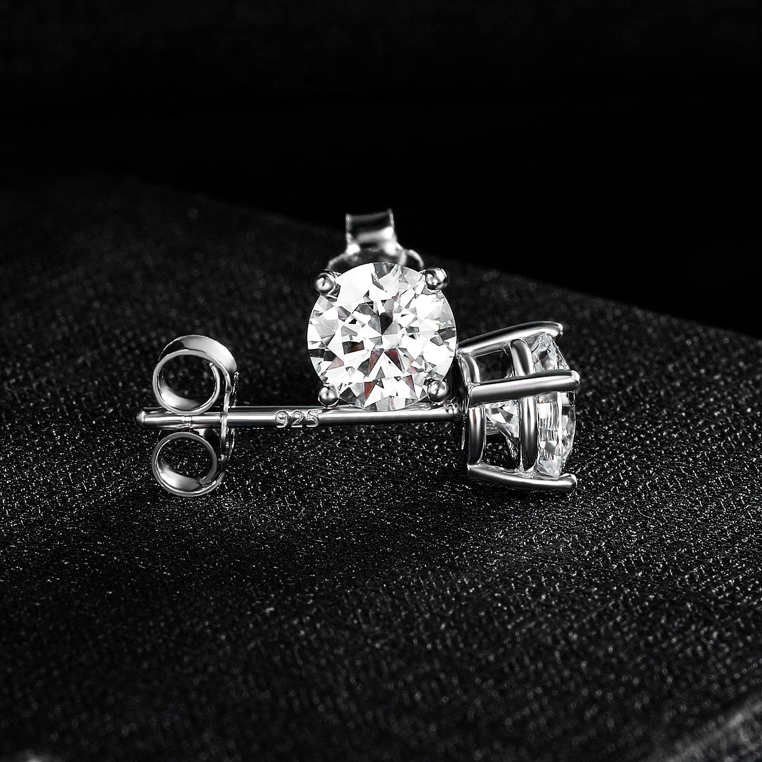 Moissanite Stud Earrings Set, S925 Sterling Silver Round Moissanite Diamond Stud Earrings Pack of 3 for Women Men 3-5mm