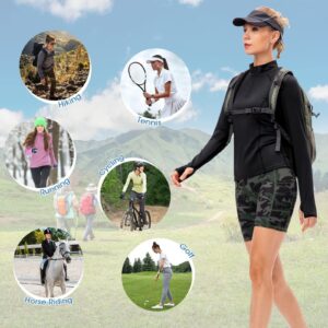 Long Sleeve Workout Shirts for Women Quick Dry Running Shirts Women Thumb Holes Hiking Ski Base Layer Women Compression Half Zip Pullover Women Athletic Tops High Wicking Lightweight 12521 Black 2XL