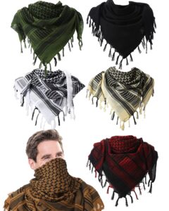 6 pcs military shemagh tactical desert scarf shemagh scarf men neck head wraps for men cotton keffiyeh arab wrap with tassel, 43 x 43 inch