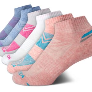 Nautica Women's Socks - Athletic Cushion Quarter Cut Socks (6 Pack), Size 4-10, Pink Heather Assorted