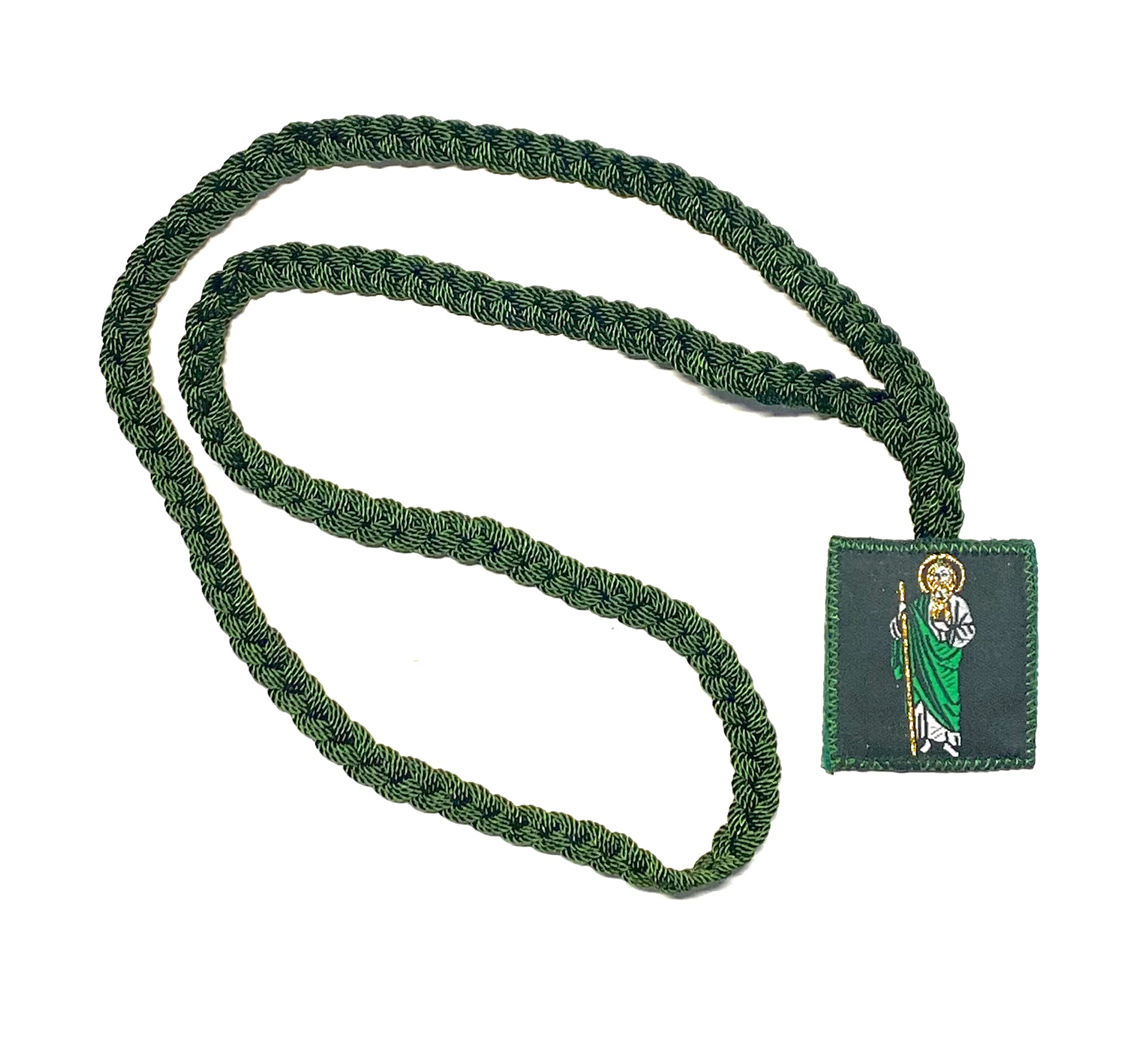 gck St Jude Our Lady of Guadalupe Corded Green Scapular Necklace Escapulario Verde Virgen Guadalupe San Judas Tadeo