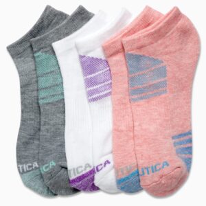 Nautica Women's Socks - Athletic Cushion Low Cut Socks (6 Pack), Size 4-10, Pink Assorted