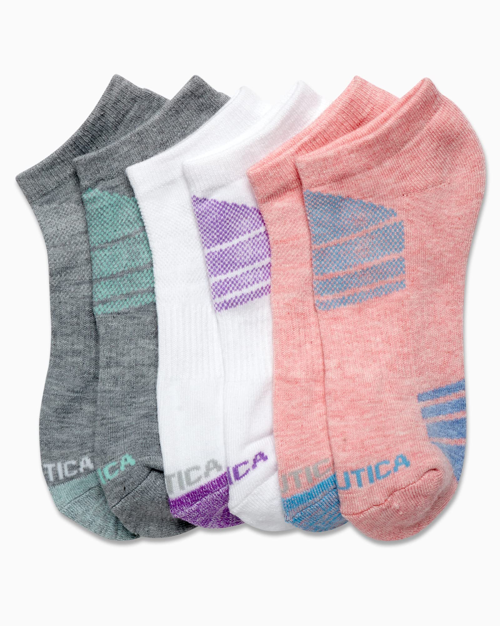 Nautica Women's Socks - Athletic Cushion Low Cut Socks (6 Pack), Size 4-10, Pink Assorted