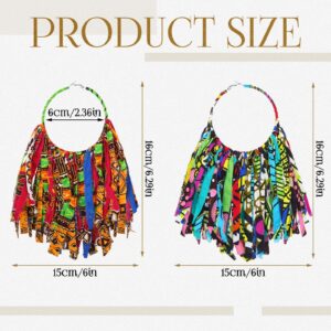 Bonuci 2 Pairs African Earrings Juneteenth Earrings for Women African Jewelry Afrocentric Fabric Tassel Earring Hoop Earring(Vintage Style)