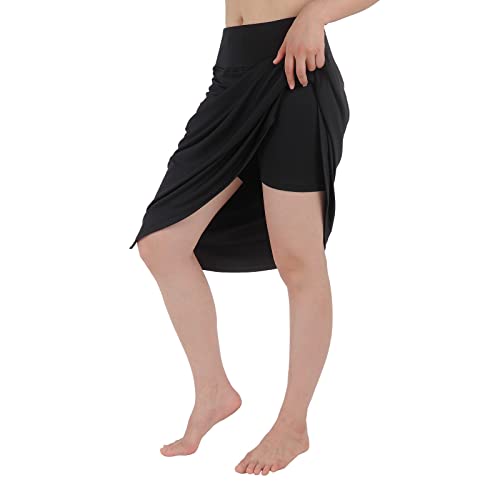 Womens Skirts Skorts Modest Knee Length Skirts Athletic Midi Active Running Skirt Black X-Large