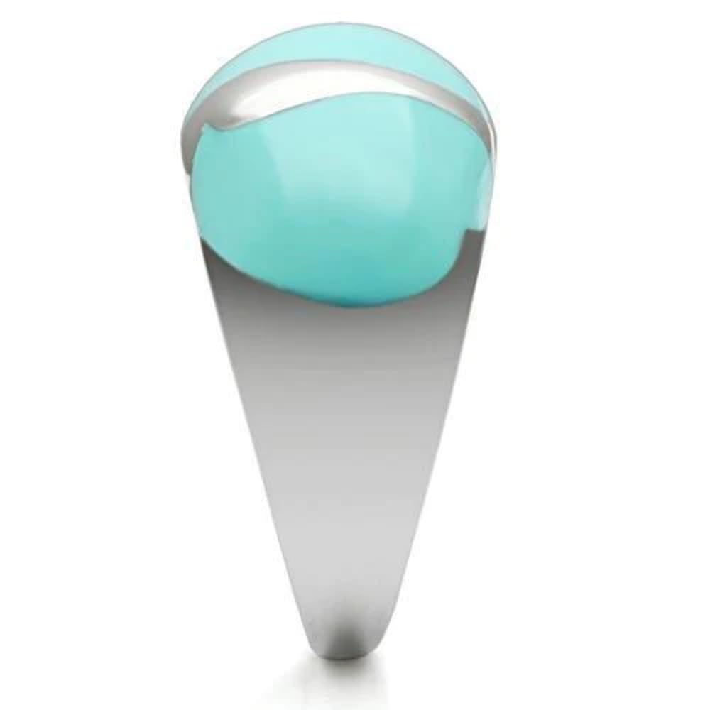 Womens Ring Turquoise Ring Stainless Steel Ring with Epoxy 9