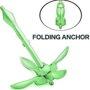 XIALUO Marine Green Kayak Anchor Kits 7 lb Folding Anchor Accessories with 50 ft Rope for Fishing Kayaks, Canoe, Jet Ski, SUP Paddle Board and Small Boats