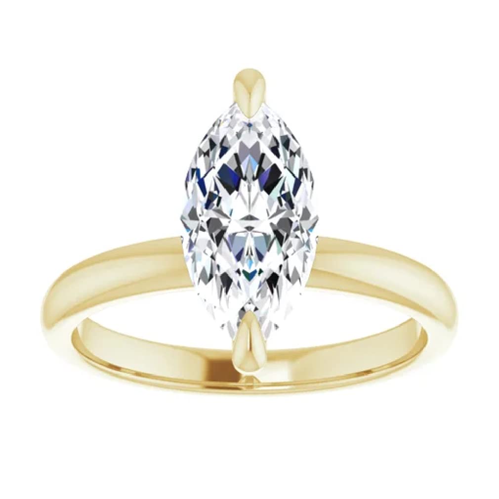 Petite Rings For Women 2 Carat Marquise Cut Moissanite Ring Handmade Gifts 2 Carat Moissanite Ring Colorless Vvs1 10K/14K/18K Solid Yellow Gold