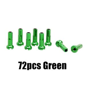 TRENDYBOY 72pcs Aluminum Alloy Mountain Road Bike Bike 14G Spoke Nipple End Cap 2.0 X 12mm (Color : 72pcs Green)