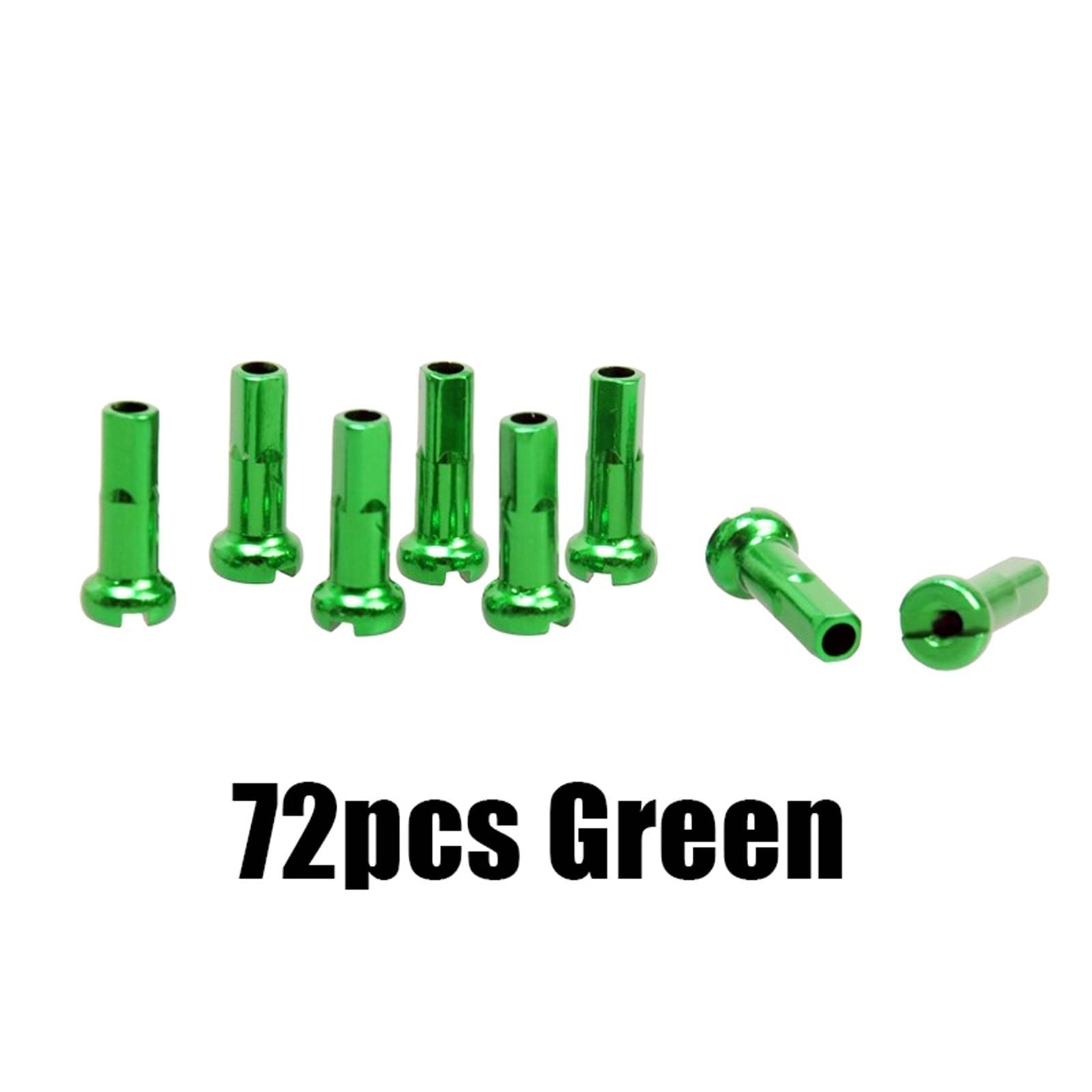 TRENDYBOY 72pcs Aluminum Alloy Mountain Road Bike Bike 14G Spoke Nipple End Cap 2.0 X 12mm (Color : 72pcs Green)