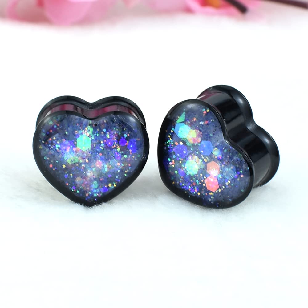 12Pcs/6pair Heart Ear Gauge Tunnels Plugs Gauges for Ears Body Jewelry 12mm