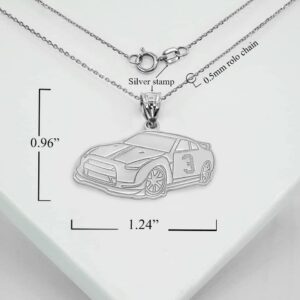 Personalized Name .925 Sterling Silver Race Car Charm Pendant Sport Racing Travel Transportation