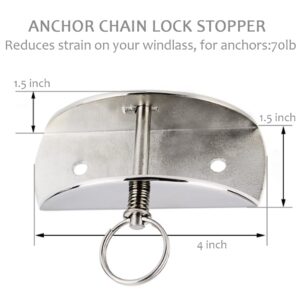 asdmm Anchor Chain Lock Stopper for Marine Boat Yachts Deck Hardware Accessories, 4" Lx1.5 W, 1 Pcs