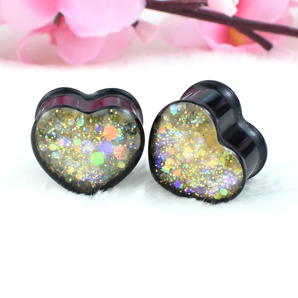 12Pcs/6pair Heart Ear Gauge Tunnels Plugs Gauges for Ears Body Jewelry 12mm