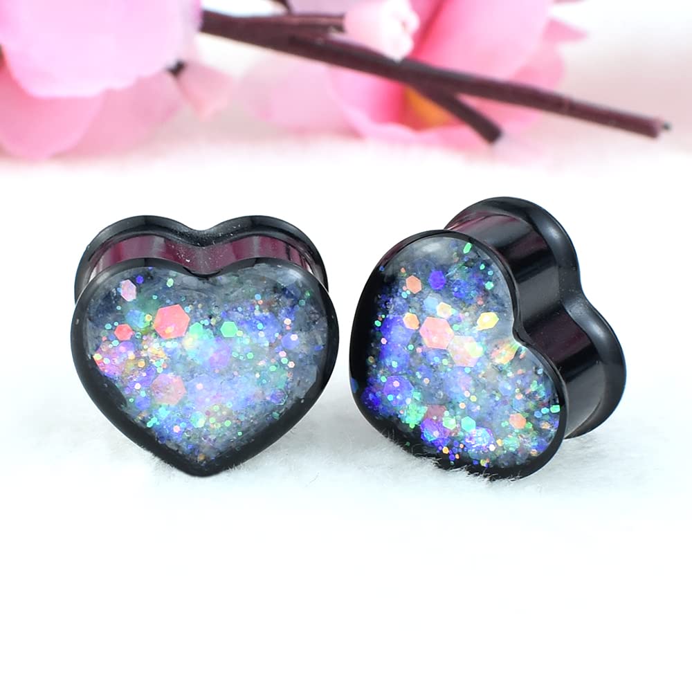 12Pcs/6pair Heart Ear Gauge Tunnels Plugs Gauges for Ears Body Jewelry 12mm