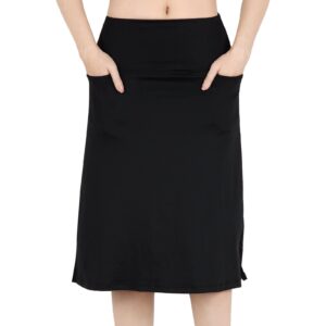 Womens Skorts Modest Knee Length Skirts Athletic Midi Active Running Skirt Black XX-Large