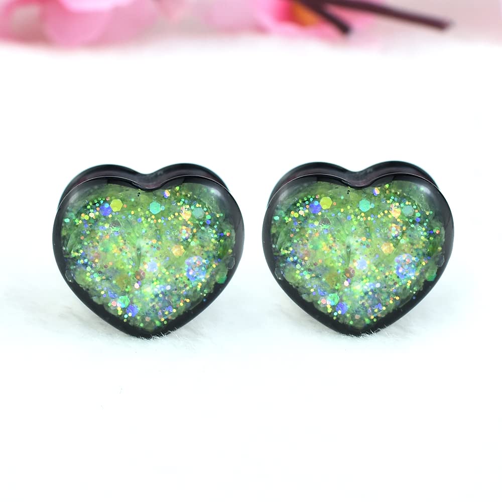 12Pcs/6pair Heart Ear Gauge Tunnels Plugs Gauges for Ears Body Jewelry 12mm