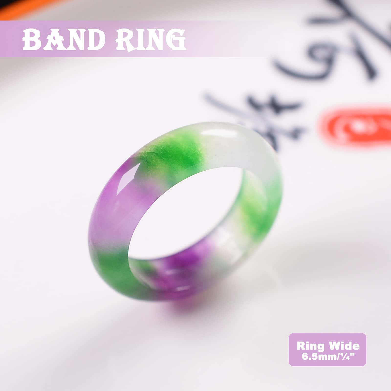 DNTENG Purple Jade Ring|100% Natural Jade Band Ring,100% Genuine Lavender Jade Ring for Women,Size 6