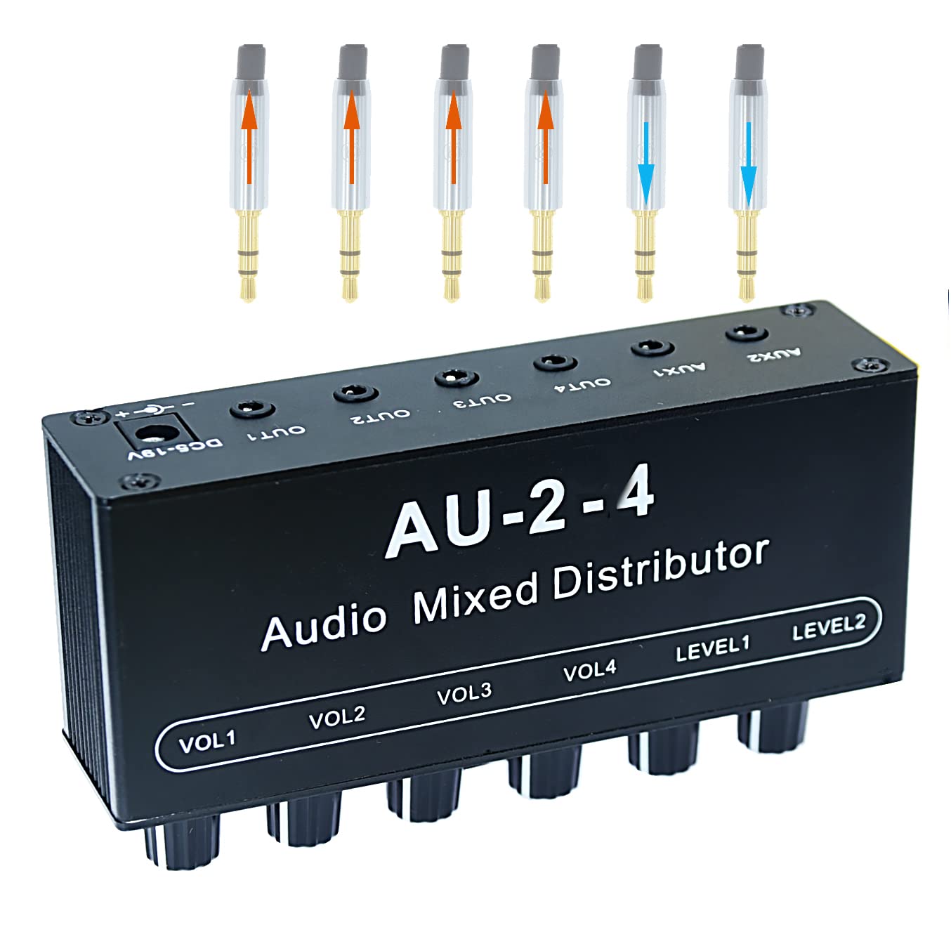 1/8" aux Input Mixing 2 in 4 Channel Way Out Headset Box Headphone Amplifier 3.5mm Mixer 1/8 inch Stereo Audio Amp with Ultra-Compact Portable Mini Jack 3.5 Splitter hup for Studio and Stage