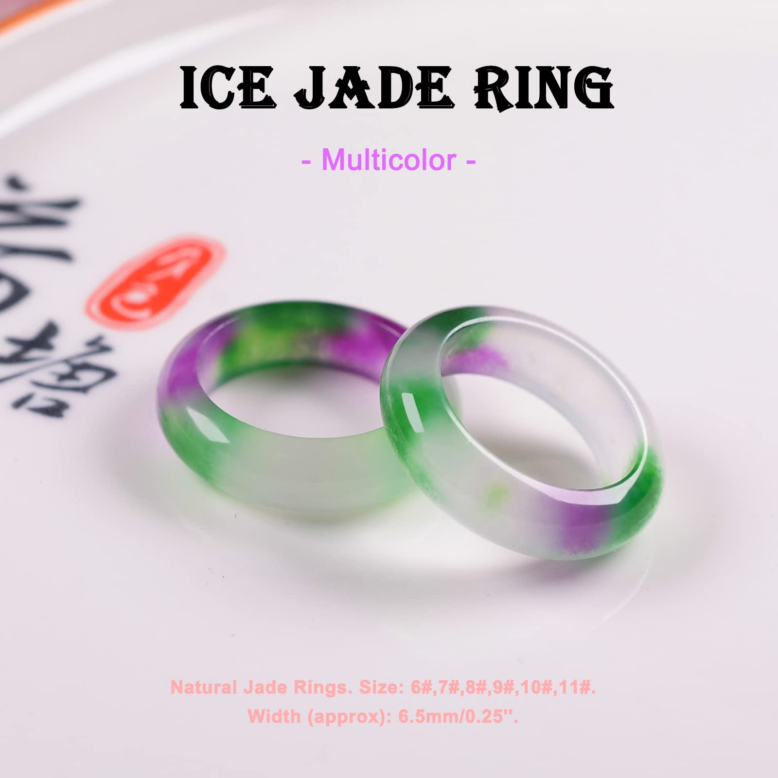 DNTENG Purple Jade Ring|100% Natural Jade Band Ring,100% Genuine Lavender Jade Ring for Women,Size 6