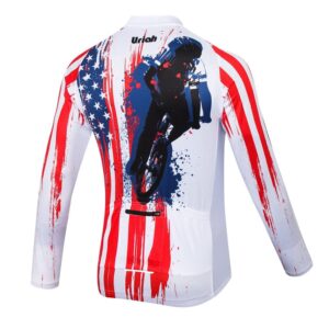 XUNQI Men's Cycling Jersey Long Sleeve Reflective with Rear Zippered Bag American Cycling Team Size M