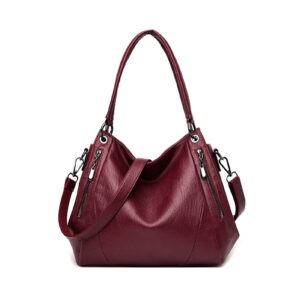 wenicer hobo bags for women leather purses and handbags large hobo purse shoulder bags with adjustable shoulder strap-wine red